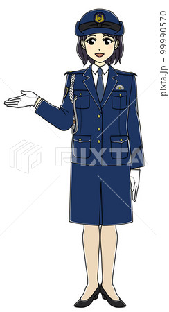 案内する女性警察官（全身） 99990570