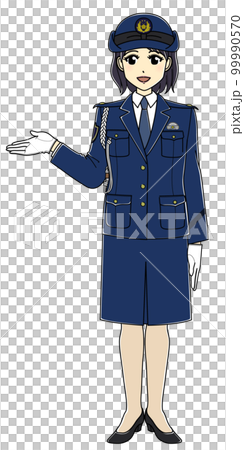 案内する女性警察官（全身） 99990570