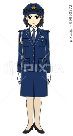 微笑んでいる女性警察官（全身） 99990572