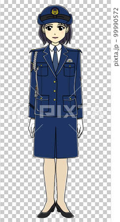 微笑んでいる女性警察官（全身） 99990572