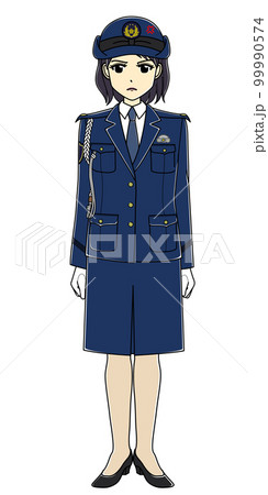 怒りの表情の女性警察官（全身） 99990574