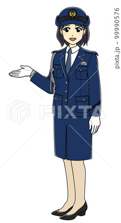 案内する女性警察官（全身・斜め向き） 99990576
