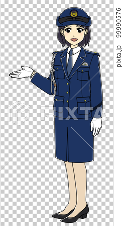 女警官引導（全身、斜向） 99990576