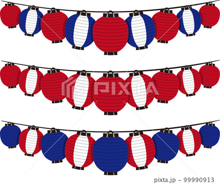 ちょうちん　重なり　セット　文字なし 99990913