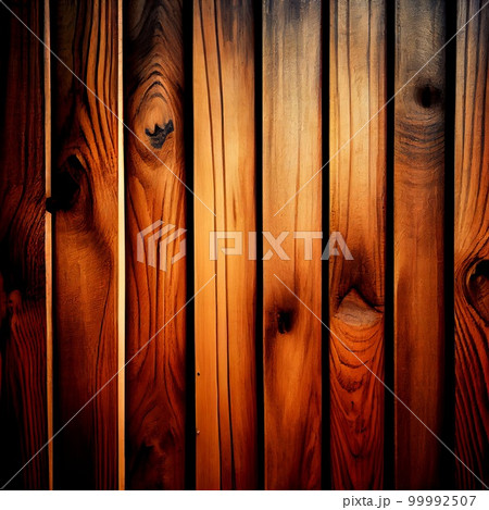 Wood deck surface abstract background. Decorative timber planks closeup, detailed wooden texture. Natural polished brown wood material abstract pattern. 99992507