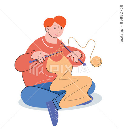 character people knitting vector illustration 99992759