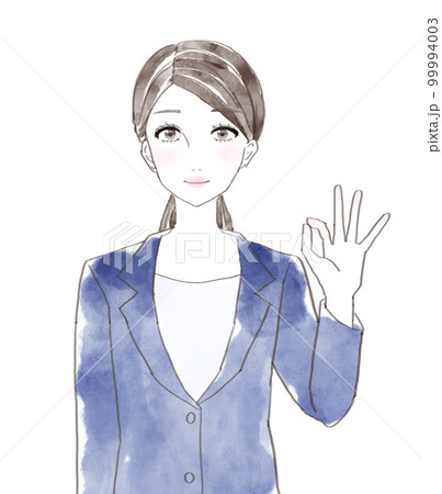オッケーポーズのスーツを着た女性 オッケーポーズのスーツを着た女性 99994003