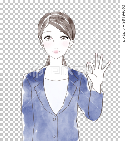 オッケーポーズのスーツを着た女性 オッケーポーズのスーツを着た女性 99994003