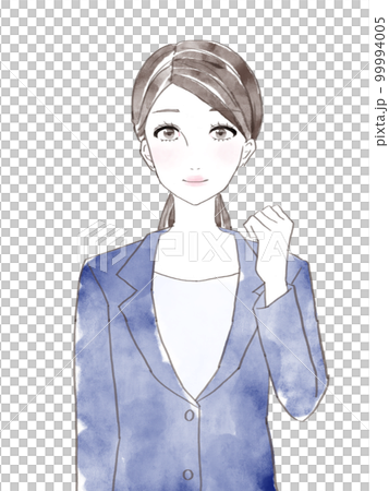 ガッツポーズのスーツを着た女性 99994005