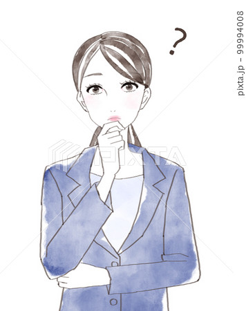 考えるスーツを着た女性 99994008