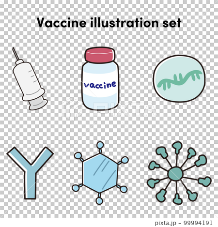 Vaccine image illustration set (syringe, antibody, medicine) 99994191