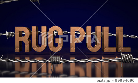 The dirty rug pull and barbed wire for crime Technology concept 3d rendering 99994690