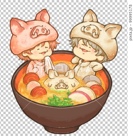 Ozoni with Zodiac Mochi, Shrimp Mochi and White Mochi (Boar Version) Ozoni with Zodiac Mochi, Shrimp Mochi and White Mochi (Boar Version) 99995178