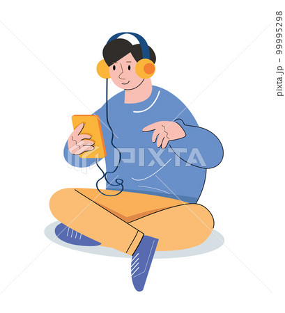 character people listening to music vector illustration 99995298