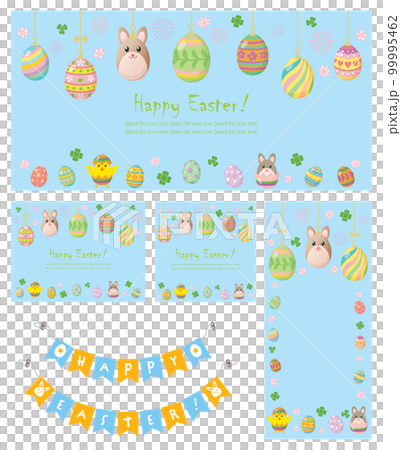 イースターのウサギと卵の背景イラストのセット イースターのウサギと卵の背景イラストのセット 99995462