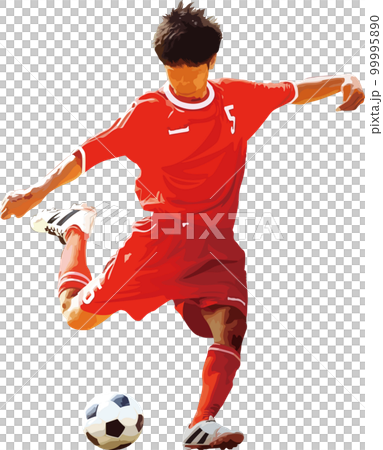 ボールをキックをする瞬間のサッカー選手 99995890