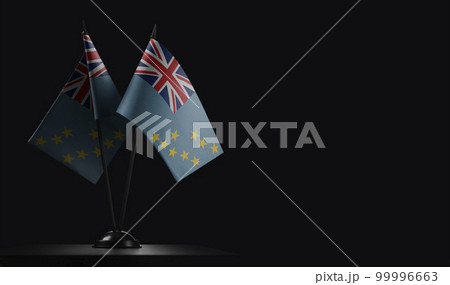 Small national flags of the Tuvalu on a black background Small national flags of the Tuvalu on a black background 99996663