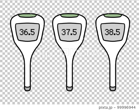 体温計のイラスト(平熱、微熱、発熱) 体温計のイラスト(平熱、微熱、発熱) 99996944
