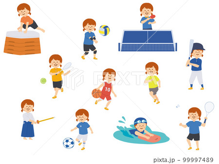 スポーツを楽しむ女の子のイラスト 99997489