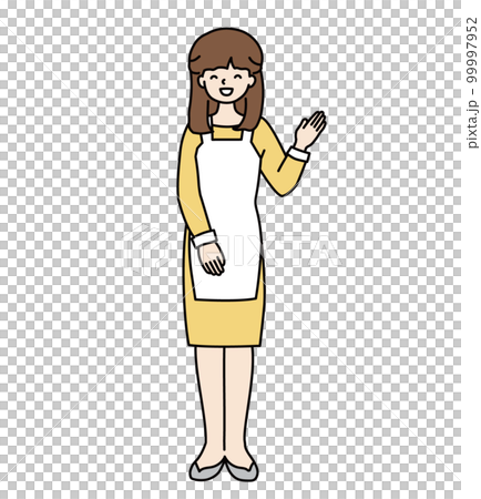 A woman wearing an apron to guide A woman wearing an apron to guide 99997952