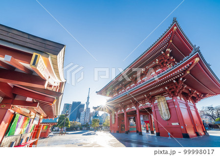 「東京都」浅草寺 宝蔵門　朝景 99998017