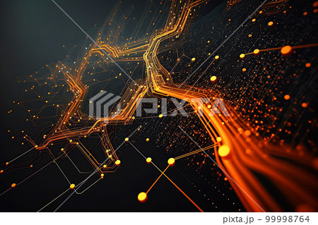 Abstract lines and dots connect background. Illustration Generative AI 99998764