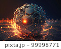 Global network. Blockchain 3D illustration. Neural networks and artificial intelligence. Generative AI. 99998771