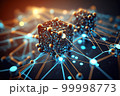 Global network. Blockchain 3D illustration. Neural networks and artificial intelligence. Generative AI. 99998773