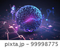 Global network. Blockchain 3D illustration. Neural networks and artificial intelligence. Generative AI. 99998775