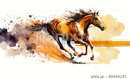 AI generated Jockey riding a race horse. Colorful abstract background AI generated Jockey riding a race horse. Colorful abstract background 99999281