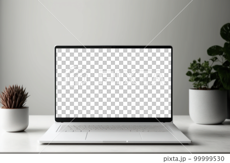Laptop screen, bright desk, transparent PNG 99999530