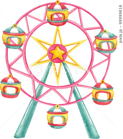 Circus clowns. Cartoon clown comedian juggling, funny clowns nose or jester party circus costume watercolor png element 99999616