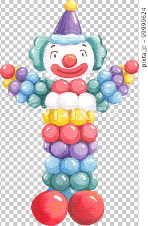 Circus clowns. Cartoon clown comedian juggling, funny clowns nose or jester party circus costume watercolor png element 99999624