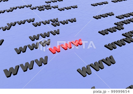 WWW symbols sign on blue background 3d render. Hypertext transfer protocol secure web 3 99999654