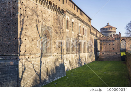 Sforzesco Castle in Milan at sunny day 100000054