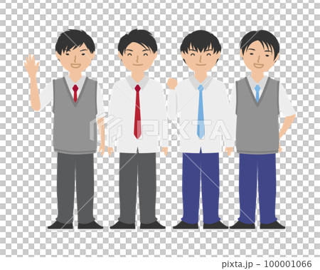 仲良く集まる夏服の女子高生たち 仲良く集まる夏服の女子高生たち 100001066