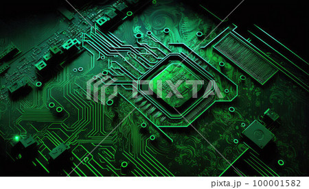 abstract computer processor chip on circuit board with microchips  100001582