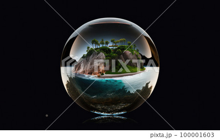 crystal ball with an island inside.Environment, save a clean planet, ecology  100001603