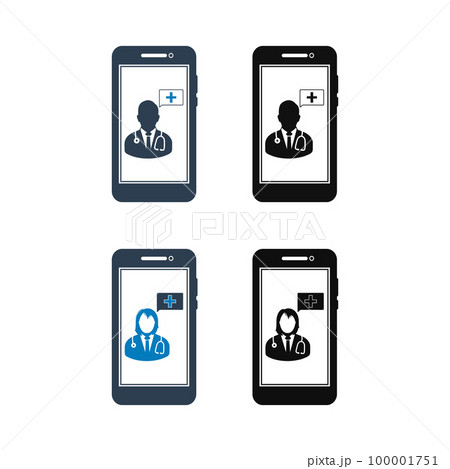 Online medical consultant, m-health service icon. Flat style vector EPS. 100001751