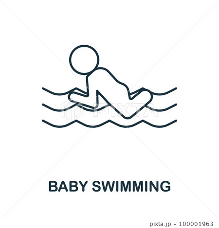 Baby Swimming line icon. Monochrome simple Baby Swimming outline icon for templates, web design and infographics 100001963