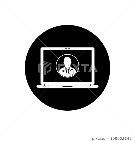 Online Medical Doctor Healthcare Service Rounded Icon. Editable Vector EPS Symbol Illustration. 100002149