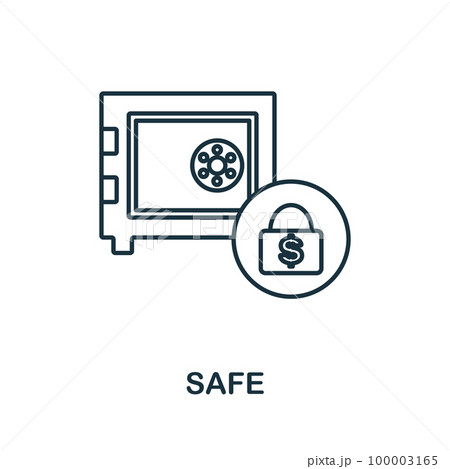 Safe line icon. Monochrome simple Safe outline icon for templates, web design and infographics Safe line icon. Monochrome simple Safe outline icon for templates, web design and infographics 100003165
