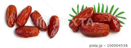 Dates isolated on white background . Top view. Flat lay 100004536