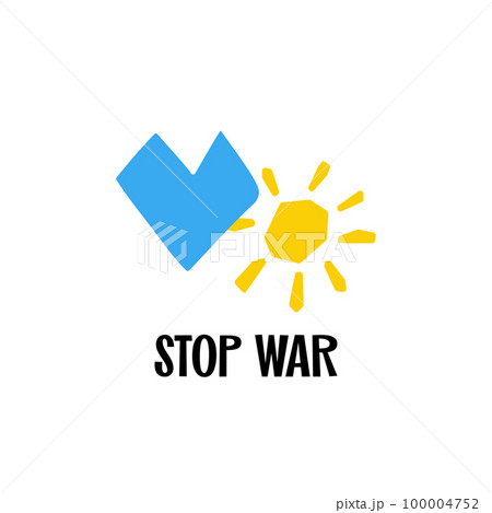 Stop war symbol heart and sun illustration in cut 100004752