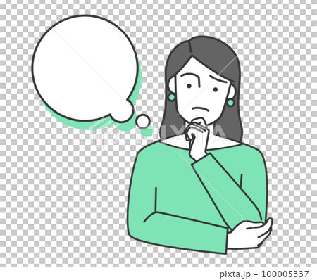 一個女人在思考時擔心的矢量圖 100005337