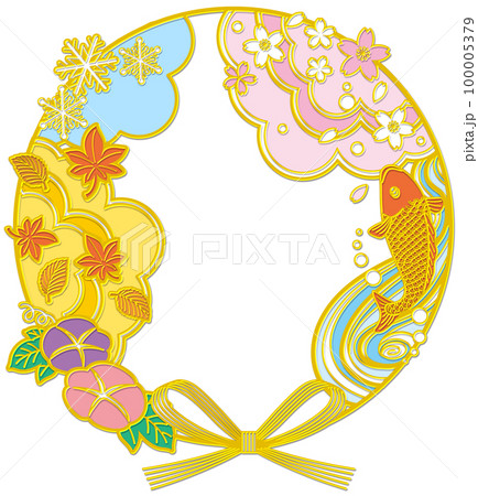 季節のエンブレム_金属風_色アミあり 100005379