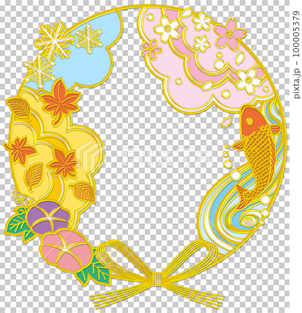 季節のエンブレム_金属風_色アミあり 100005379