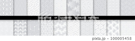 Geometric set of seamless gray and white patterns. Simpless vector graphics. Geometric set of seamless gray and white patterns. Simpless vector graphics. 100005458