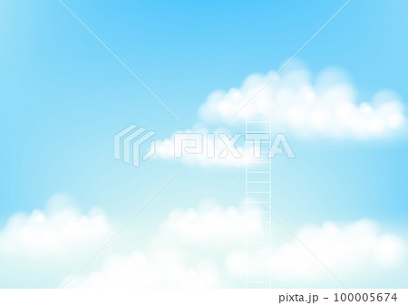 Ladder leading to cloud realistic on blue sky. Vector illustration Ladder leading to cloud realistic on blue sky. Vector illustration 100005674