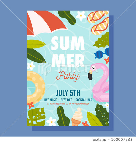 Summer Pool Party invite. Vector illustration concept. Summer Pool Party invite. Vector illustration concept. 100007233